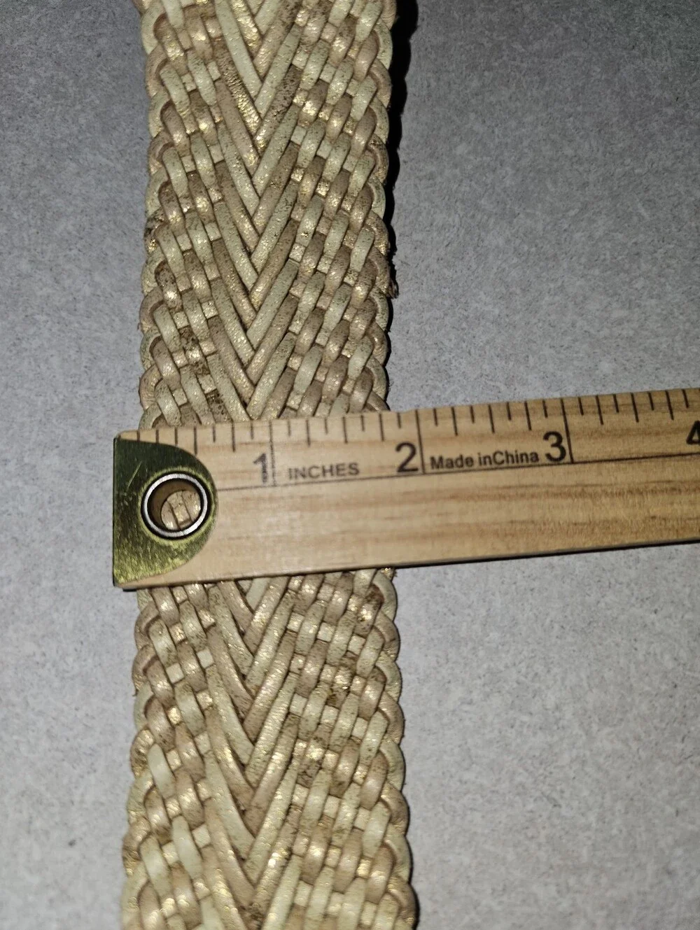 Linea Pelle, Genuine Leather Woven Braided Gold Belt, Size Large